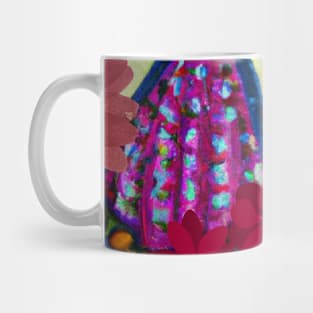 Humpback Whale Under Red Pressed Flowers Mug